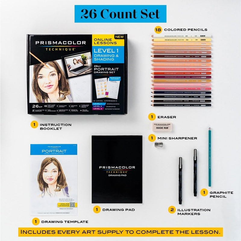 Prismacolor Technique  Portrait Drawing Set  Level 1  Art Supplies & Digital Art Lessons  26 Count  Perfect for Beginner Artists and Professionals - Image 4
